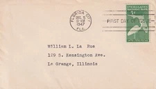 STAMP US SCOTT 952 "Everglades National Park, Florida" 3 CENT 1947 FDC - H