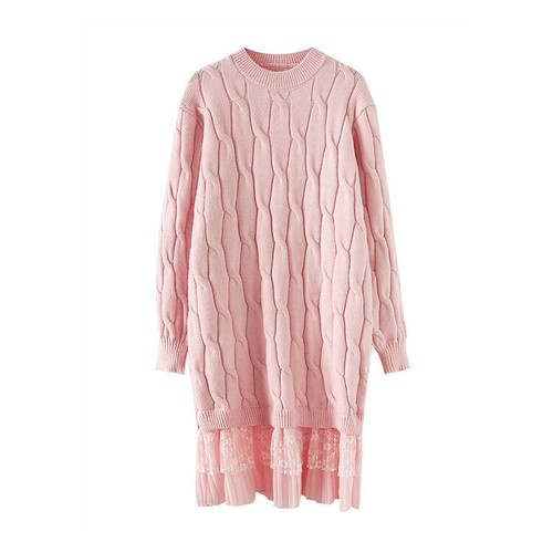 Lady Jumper Dress Lace Trim Long Sleeve 