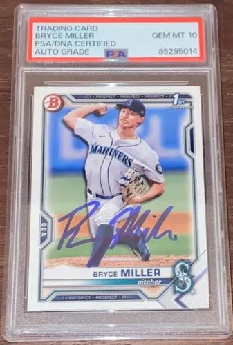 Bryce Miller Signed 2021 Bowman Draft 1st Year BD-64 PSA 10 AUTO
