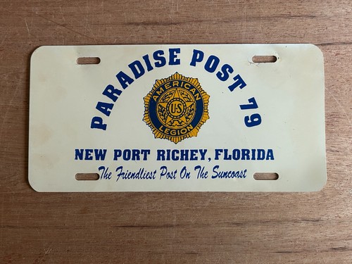American Legion License Plate New Port Richey FL Post 79 Vintage Metal Suncoast