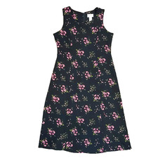 Vintage 90s Studio 1 Maxi Dress Round Neck Black Floral Pheobe Buffay Friends