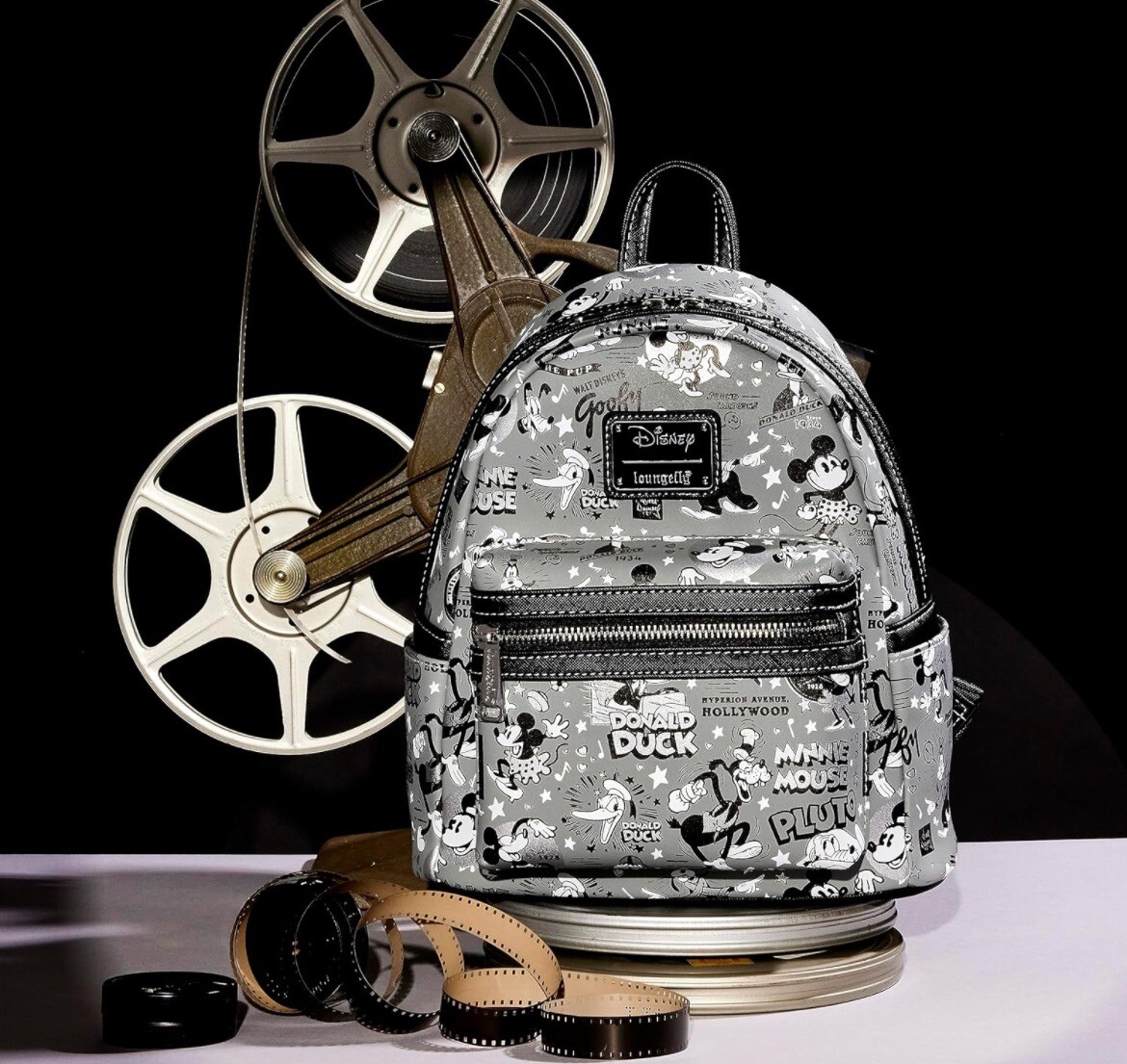 Disney Black and White 100 year Backpack amazon Loungefly Disney 100: Black and White Vault Mini  main image 2