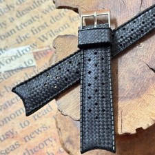1960s old stock waffle finish rubber dive watch band 20mm curved ends vintage