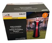 Halloween Way to Celebrate WHITE PUMPKIN REAPER 5 ft. Tall Airblown Inflatable