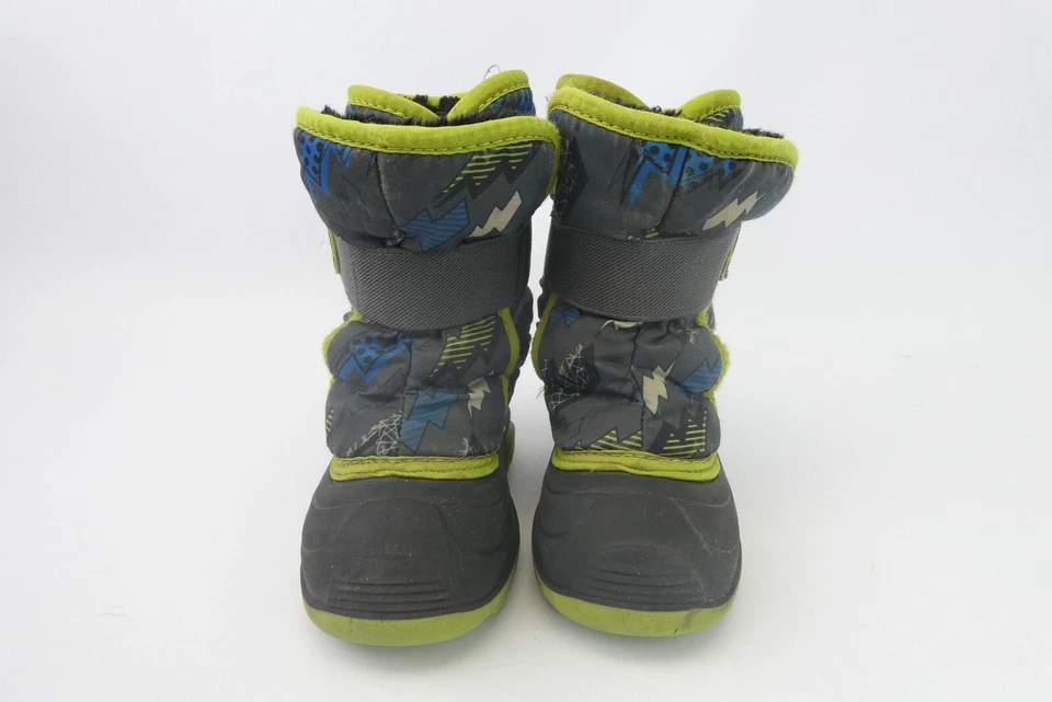 Botas de invierno usadas para niños pequeños Snowbug Kamik talla 7 Canadá poliéster negro verde Foto 3 de 4