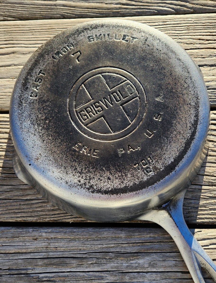 Vintage Griswold LBL Large Block #7 Cast Iron Skillet Chrome