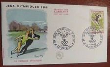 ENVELOPPE PREMIER JOUR TIMBRE JEUX OLYMPIQUES GRENOBLE FDC 1968 N°1546