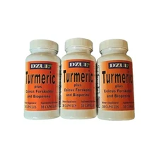 Dzul Turmeric Curcumin 600mg 90 Count. Plus Coleus Forkskohlii And Bioperine 3