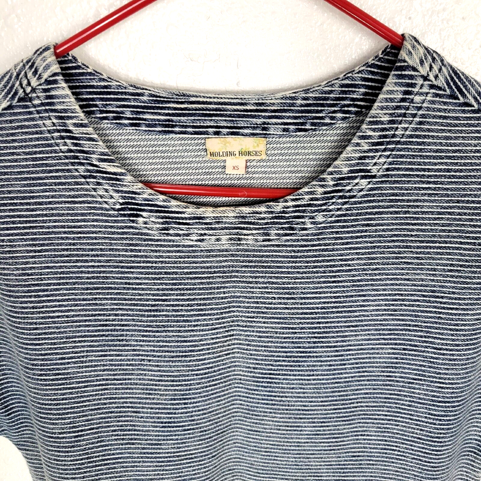 Holding Horses Dress Railroad hickory stripes Denim Pockets Knee Length