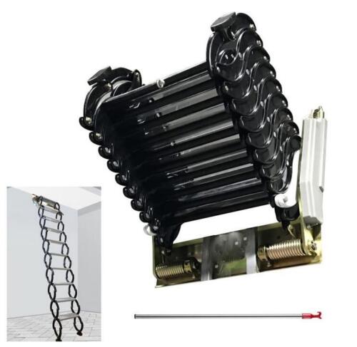 Pure-Black Narrow Wall Mounted Attic Loft Ladder Wall Loft Folding Ladder 12Step - Picture 2 of 7