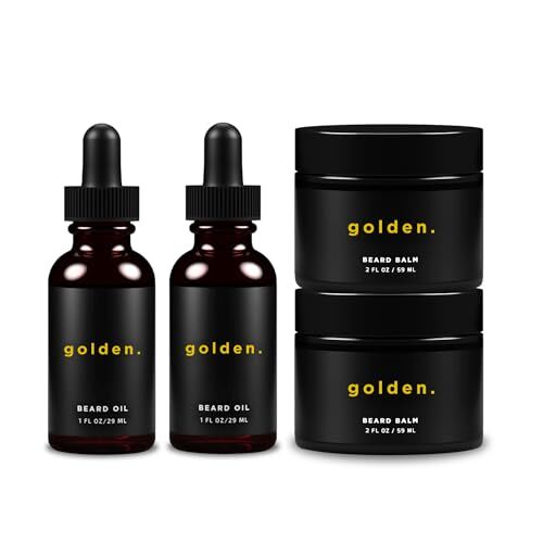Golden Grooming Co. Beard Oil & Beard Balm Bundle for Men - Natural & Organic...