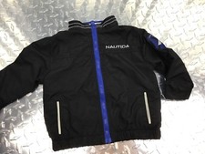 Nautica Boy's Size 12-18 Mth Windbreaker Jacket Black Blue White Zipper Elastic