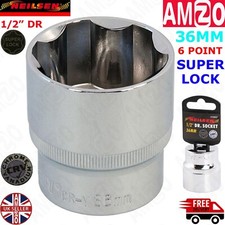 Neilsen 36mm 1/2" Drive 6 Point Metric Socket Cr-V Chrome Vanadium Super Lock