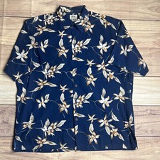 Pau Hana Men  s Size Large Hawaii Short Sleeve Floral Shirt Blue