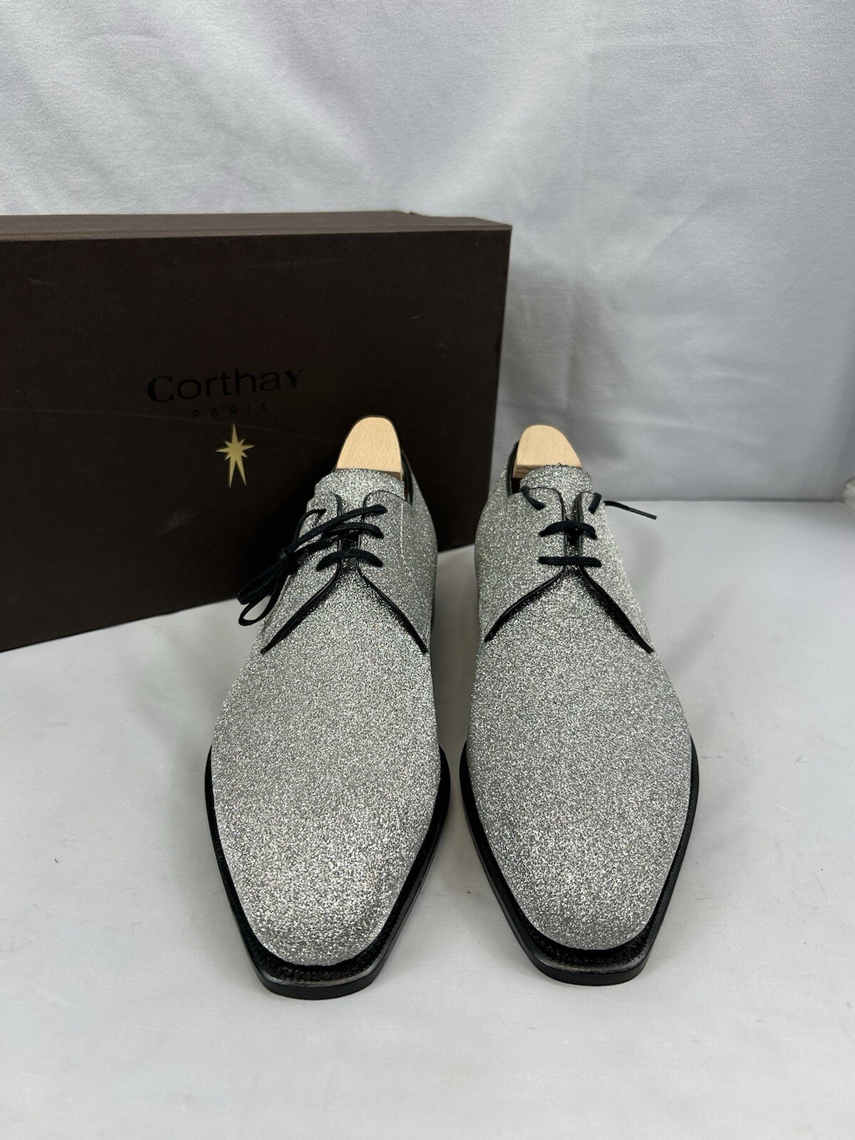 PIERRE CORTHAY Sergio Glitter Derby Shoes Sz US 8.5