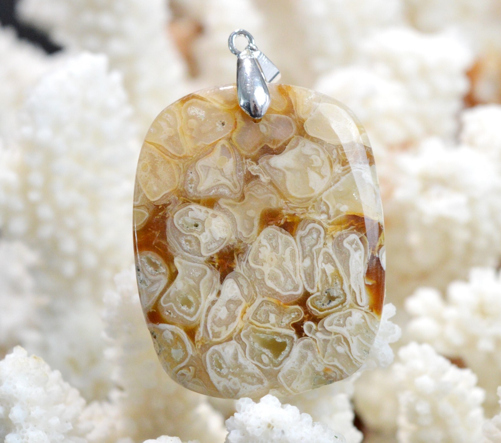 Pendentif agate pierre naturelle cabochon 83 carats Mexique DO63 pour lithothérapie