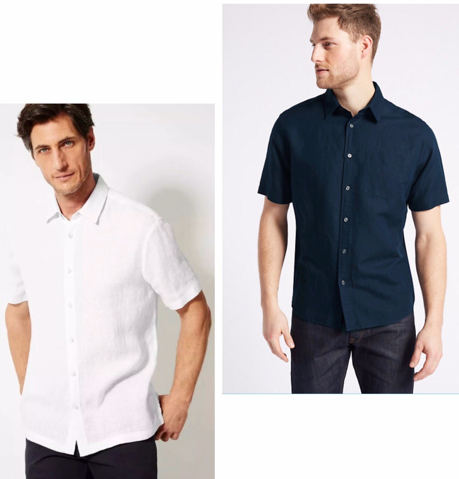 m&s mens short sleeve linen shirts