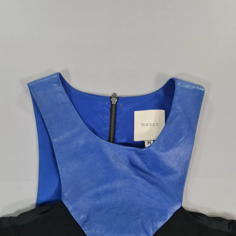 Mini Vestido para Mujer Mason by Michelle Mason Mediano Negro Azul Ponte Cuero Foto 2 de 4