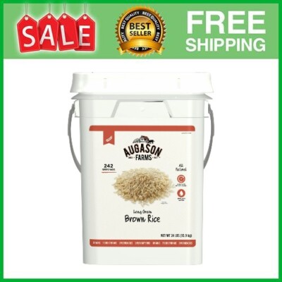 Augason Farms Long Grain Brown Rice Emergency Food Storage Pail, 242 Servings
