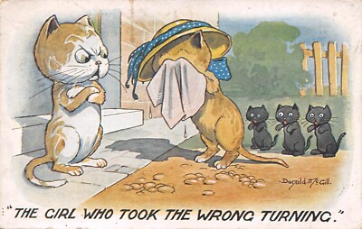 POSTKARTE DONALD MCGILL KATZENMOTIV DAS MÄDCHEN, DAS FALSCH ABBIEGTE