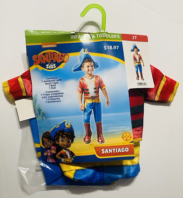 Santiago Of the Seas Pirate Halloween Costume w/ Hat & Belt Toddler NWT Size 2T