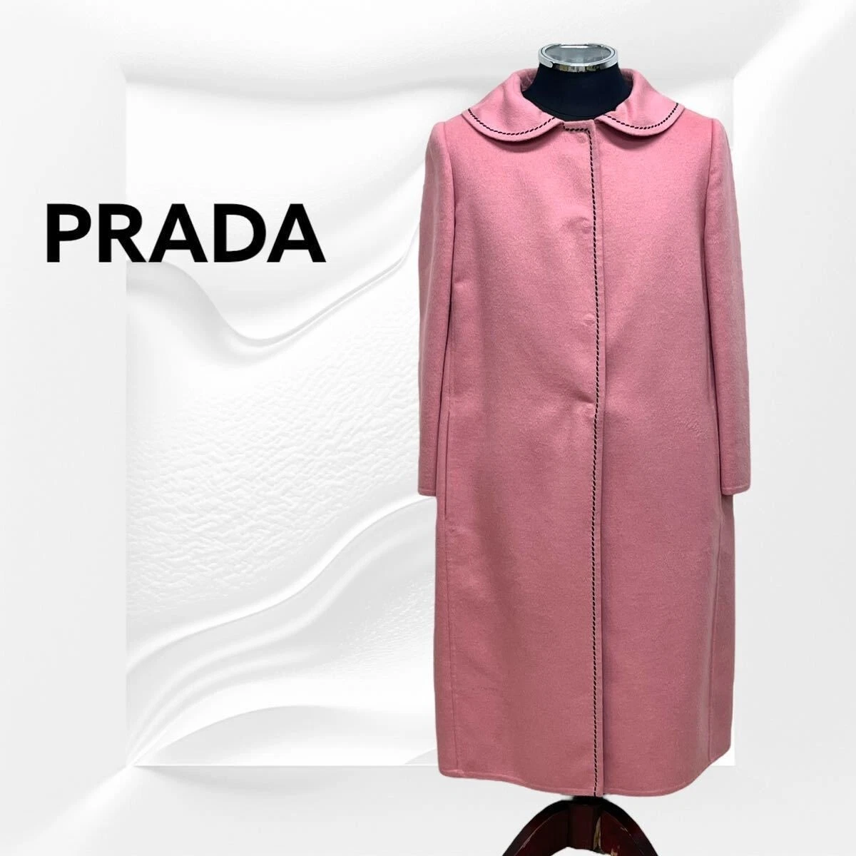 Cappotto di design Prada lana vergine angora kashigora punto rosa 40