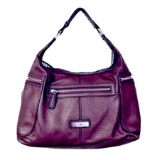 Etienne Aigner Brown Leather Hobo Bag Front  Side Zipper Pockets