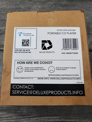 Deluxe Products CD Player Portable with 60 Second Anti Skip, Stereo Earbuds