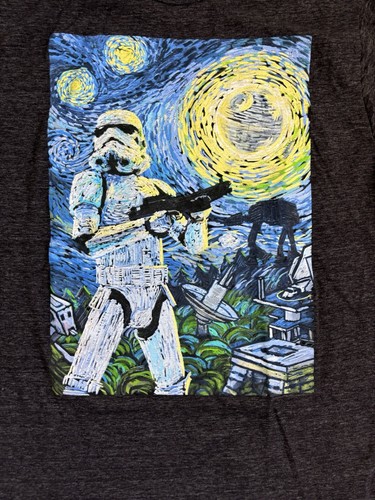 Star Wars T-shirt Size Medium Starry Night Van Gogh Stormtrooper Fifthsun Gray - Picture 10 of 14