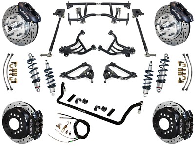 RIDETECH COILOVER & 4-LINK SYSTEM,WILWOOD DISC BRAKES,11'' DRILL,BLK,70-81 F-BODY