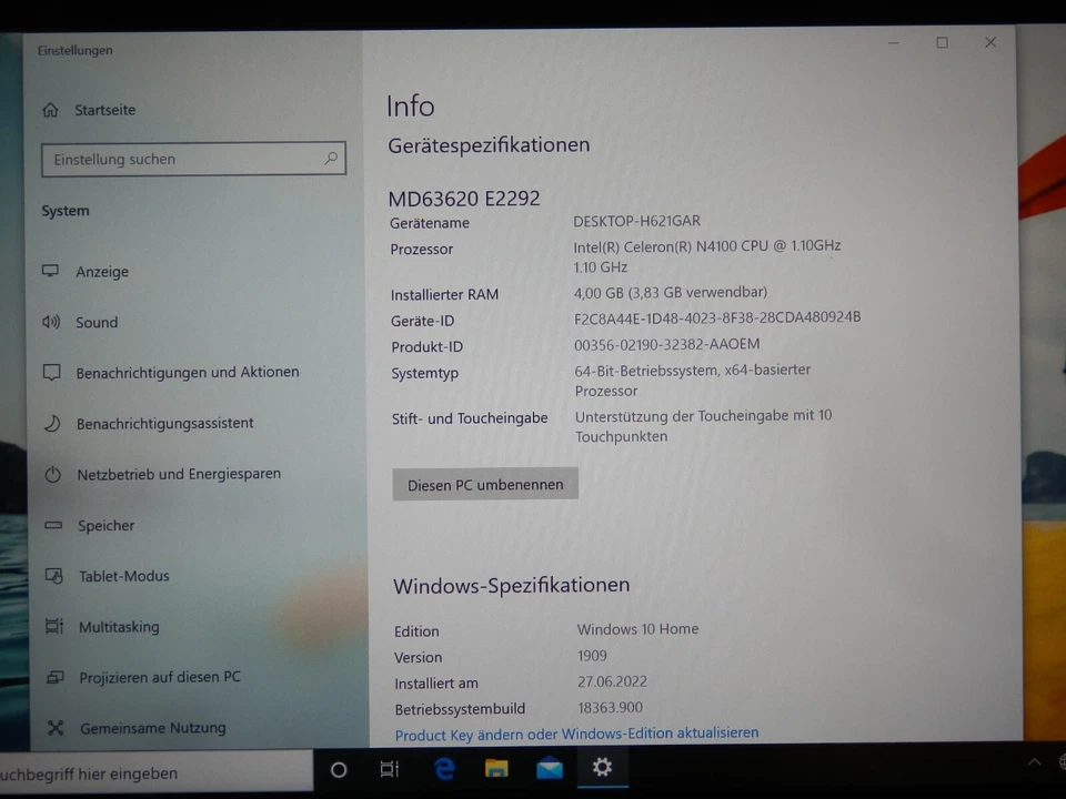 MEDION E2292, Intel Celeron N4100, 4GB Ram, 128GB eMMc 11,6" Zoll FHD, Intel UHD - Bild 3 von 4