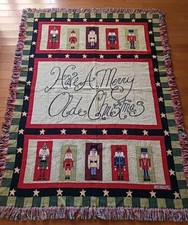 Cindy Shamp Nutcracker Toy Soldier Christmas Tapestry Throw Blanket 69"x 52" 