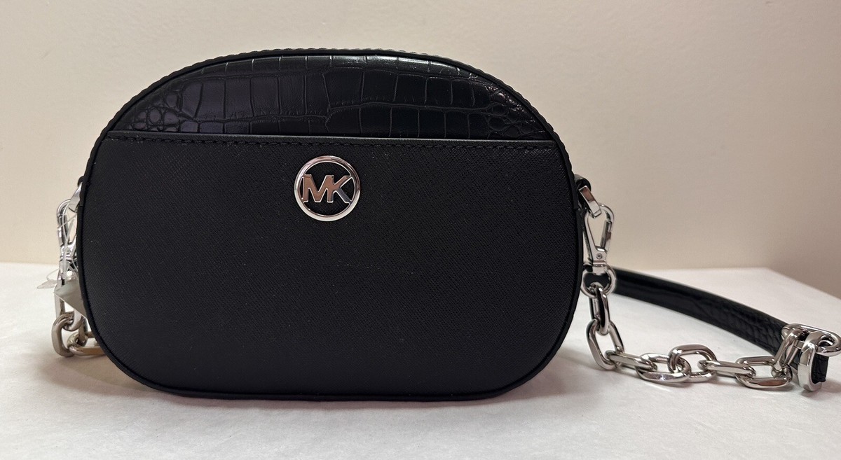 Michael Kors Jet Set Glam Small Black Leather Front Pocket