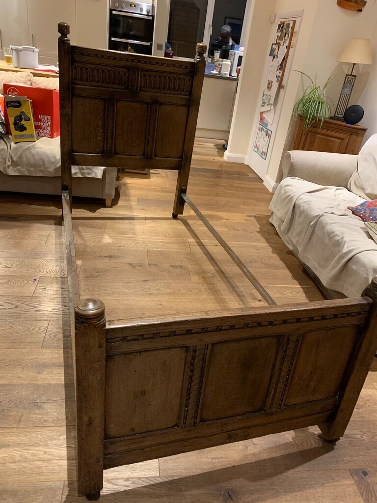 Antique solid oak single bed frame eBay