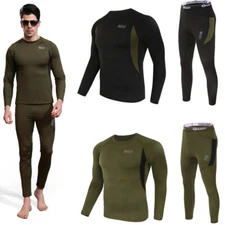 Men Thermal Underwear Long Johns Shirt Set Winter fleece Sweater & Pants