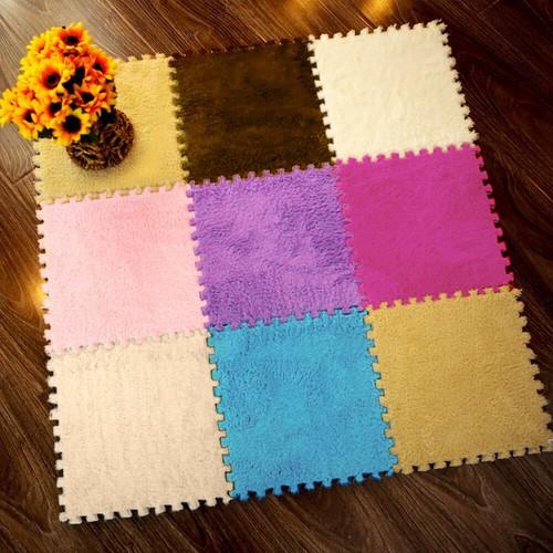 25X25cm Kids Carpet Foam Puzzle Mat EVA Shaggy Velvet Baby Eco Floor 7 colors - Picture 1 of 18