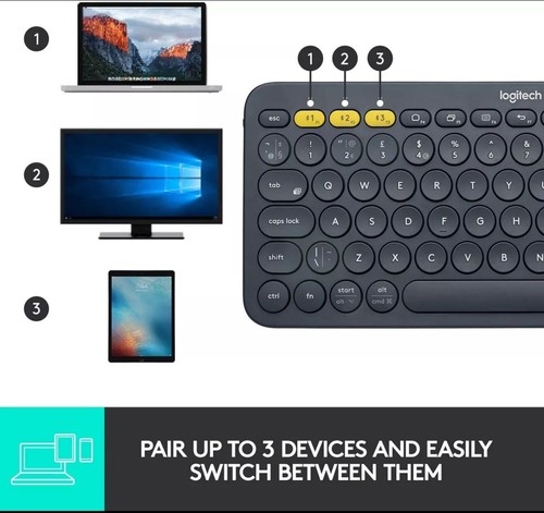 Logitech K380 QWERTY Layout 78 Keys Multi-Device Wireless Bluetooth Keyboard - Picture 5 of 6