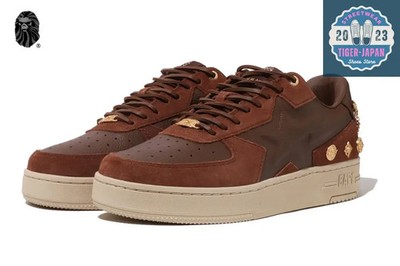 A BATHING APE BAPE BLACK BAPE STA ICON 1M20 191 301 Brown Men Leather Shoes