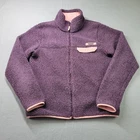 COLUMBIA Women’s Large Purple Sherpa Fleece Jacket Full Zip Pink Trim Fuzzy