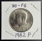 1982 No "FG" Mint Error 50C Kennedy Half Dollar AU/BU