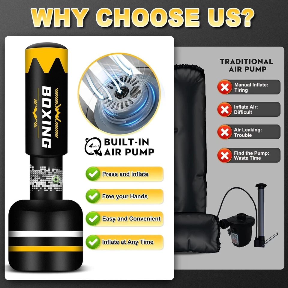 Upgrated Standing Punching Bag for Adults with Automatic Built in Air - image 3 of 4