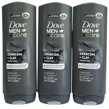 3 Dove Men + Care 18 fl. oz. Body & Face Wash Scrubs, Charcoal + Clay Purifying