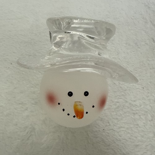 Acryl Schneemann Kopf mit einem Glitzer Hut Ornament 3" - Bild 1 von 7