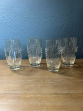 Moser Safari Big Game Drinking Glasses Etched Animals Set of 4 Queen Lace 