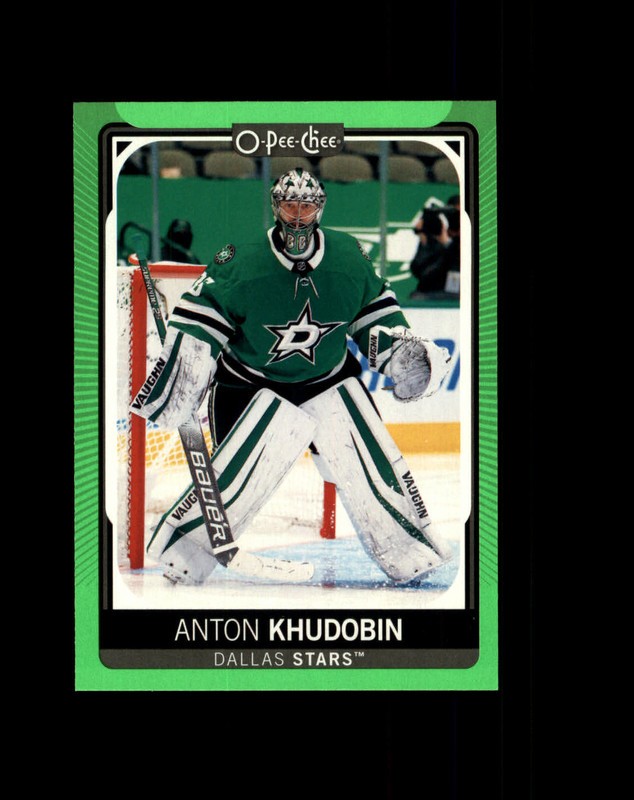 #387 Anton Khudobin Dallas Stars 2021-22 O-Pee-Chee Neon Green Border /50