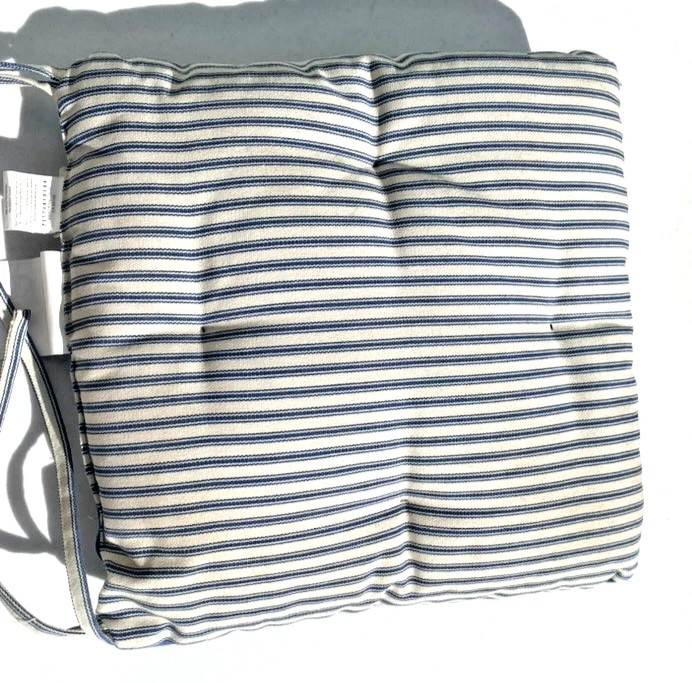 Cojín acolchado para silla de comedor Pottery Barn patio a rayas azul marino 17" x 17" Foto 2 de 4