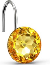 Gold Shower Curtain Hooks Rings Crystal,Diamond Decorative Shower Yellow