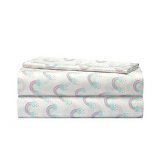 3 Piece Twin Sheet Set   Rainbow Print   Includes Flat Sheet, Fitted Sheet  ...