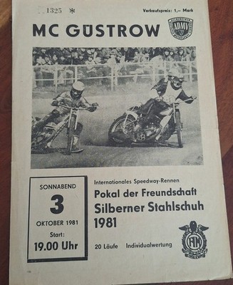 Speedway 4.9.1981 GÜSTROW Pokal Silberner Stahlschuh International 