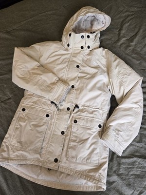 The North Face Women s Beige Down Hooded Mid-Length Parka Jacket Size S